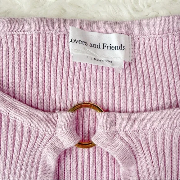 Lovers and Friends Lavender Ribbed Knit Off-Shoulder Mini Dress SMALL Bodycon - Picture 6 of 8